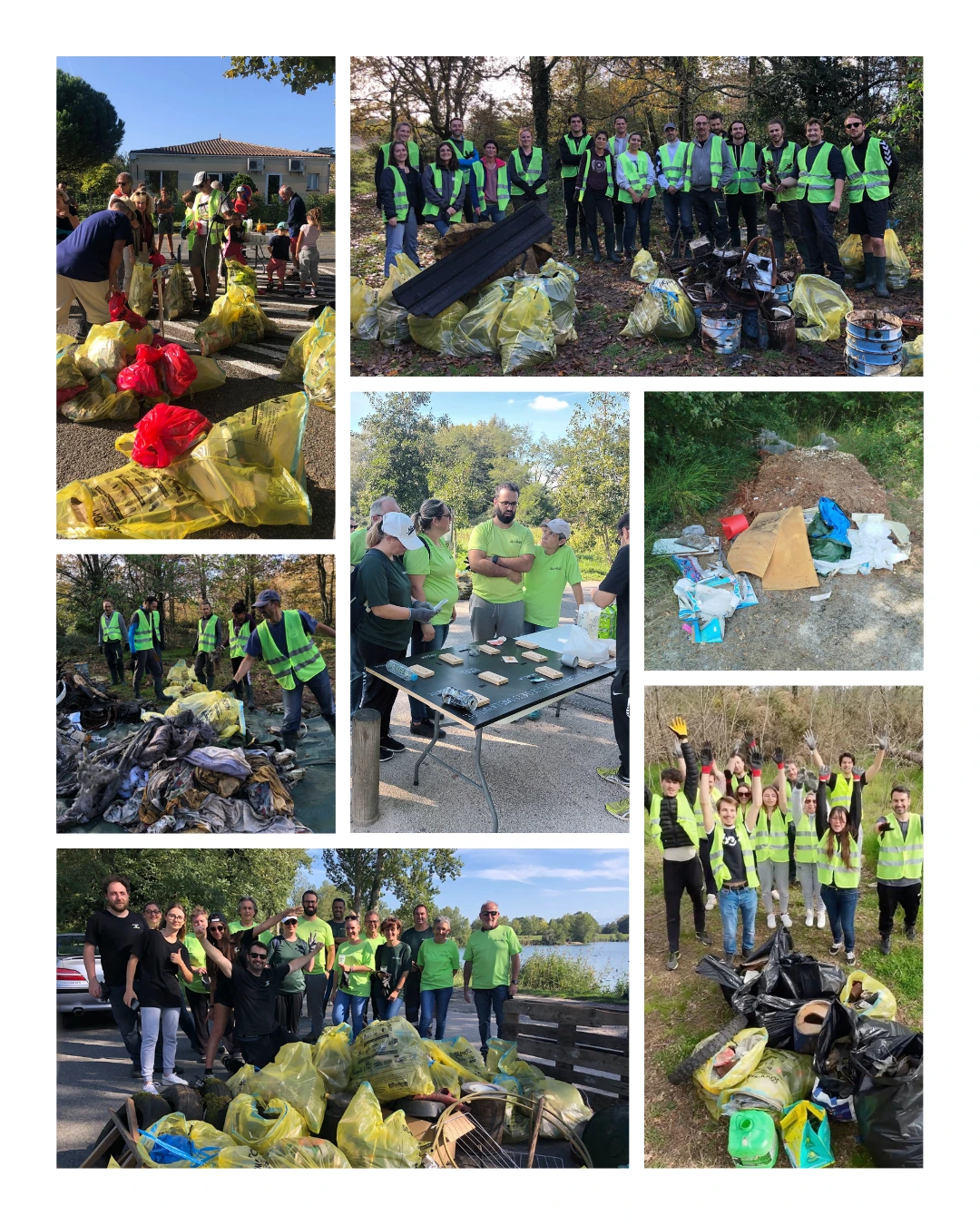 Groupe de personnes nettoyant des décharges sauvages