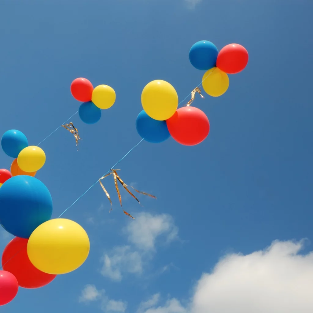 Ballons qui volent dans les airs