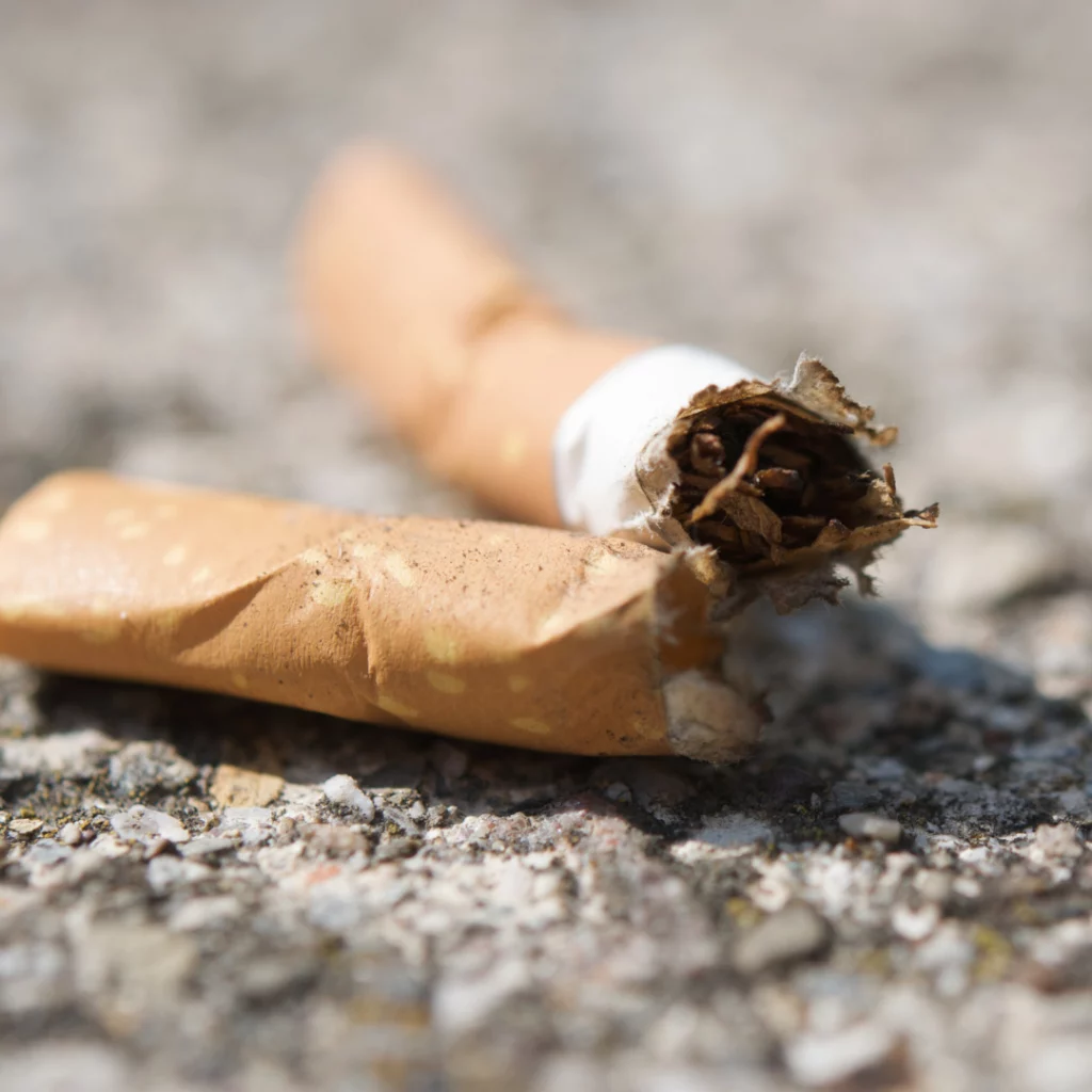 Mégots de cigarette par terre